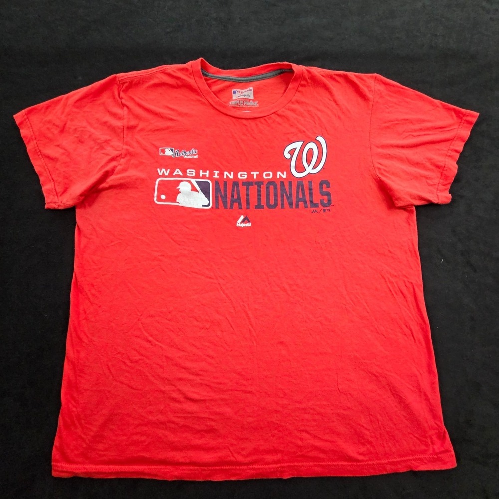 Washington Nationals Majestic Red Short Sleeve Cotton T-Shirt Men's L